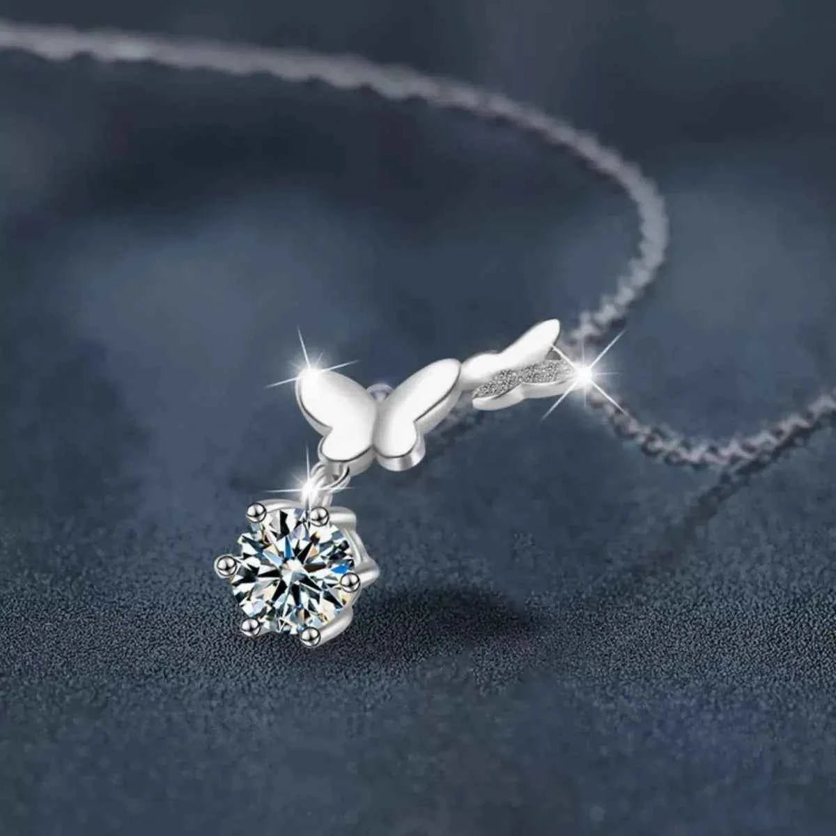 1 Carat Moissanite 925 Sterling Silver Pendant Necklace