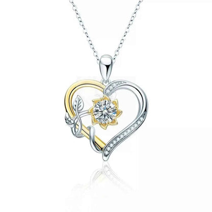 1 Carat Two Tone Heart - Shaped Pendant Necklace