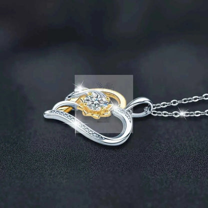1 Carat Two Tone Heart - Shaped Pendant Necklace