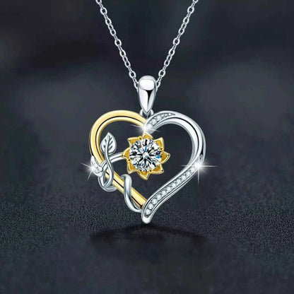 1 Carat Two Tone Heart - Shaped Pendant Necklace