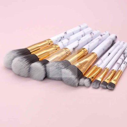 10 piece Barrel White Marble Makeup Brush Collection
