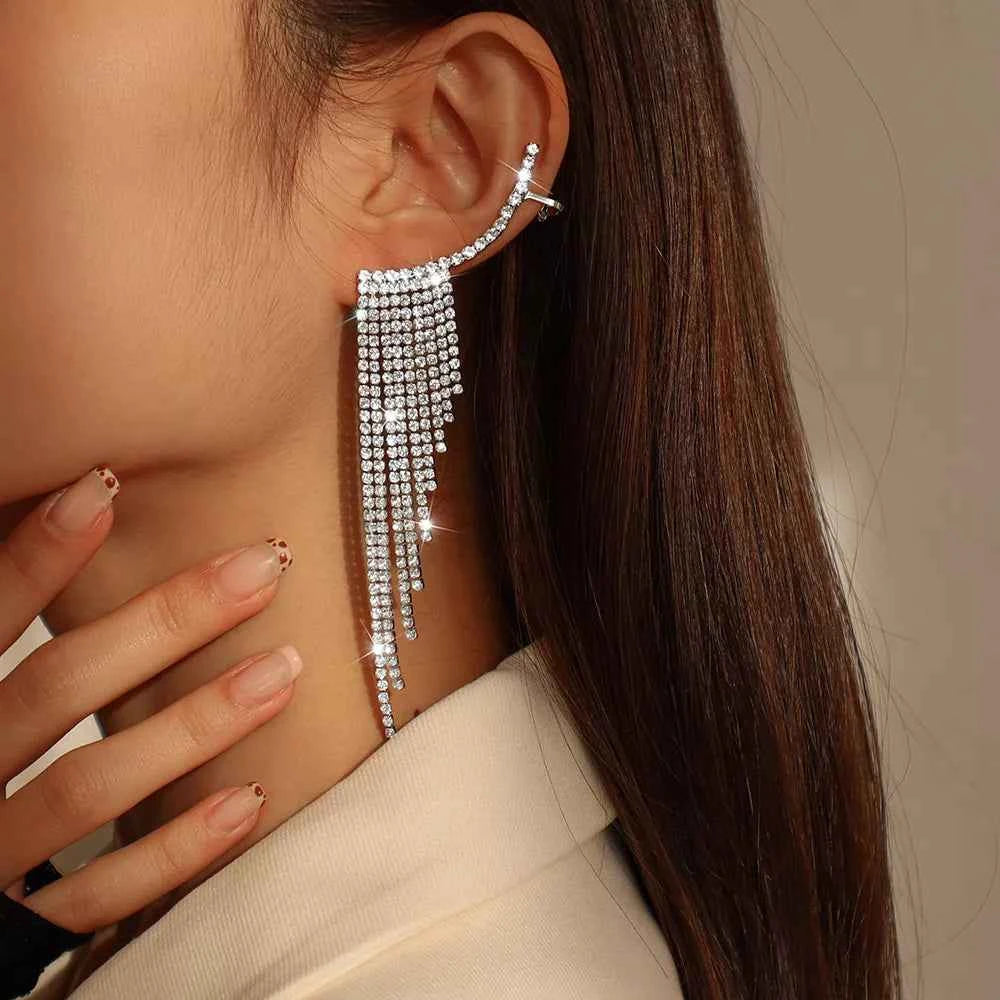 Rhinestone Fringe Earrings
