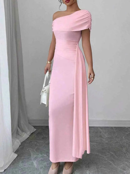 One-Shoulder Ruched Maxi Dress