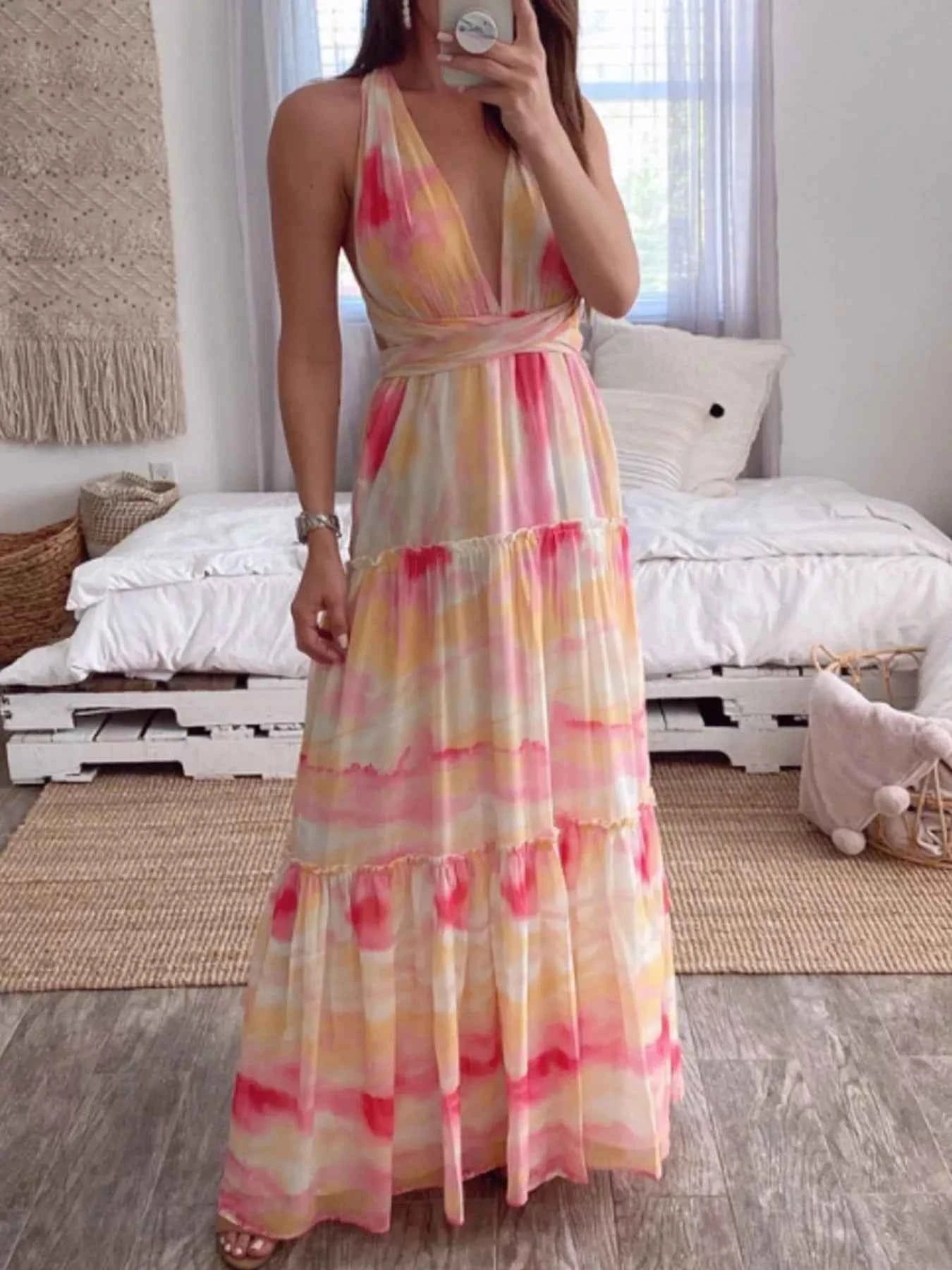 Tie-Dye Tiered Maxi Dress