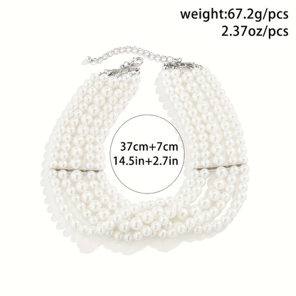 French-Inspired Layered Faux Pearl Choker