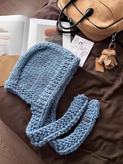 Knitted Hooded Scarf Hat