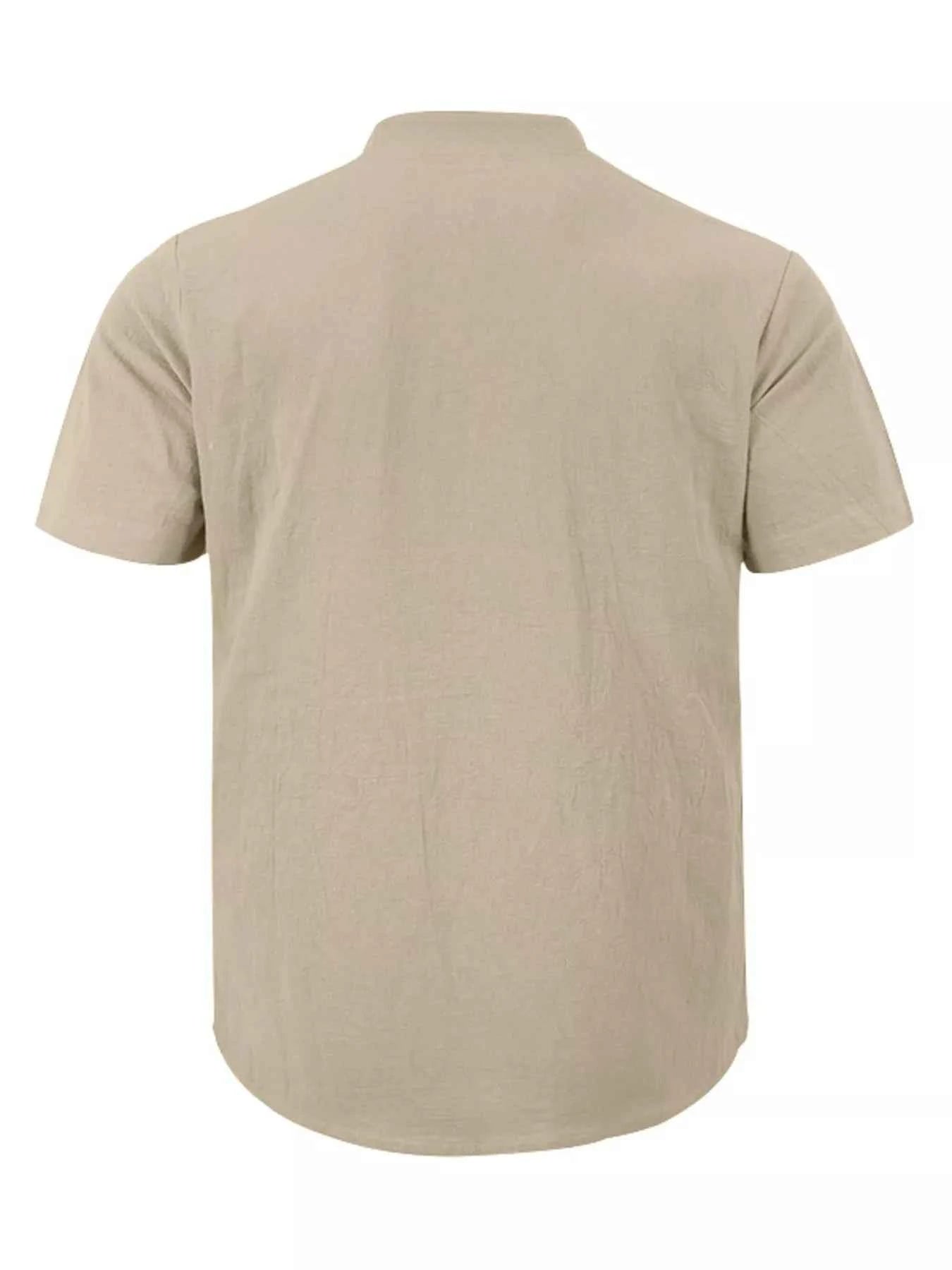 Men's Full Size Casual Linen Blend Short Sleeve Shirt Plus Size