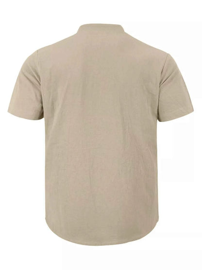 Men's Full Size Casual Linen Blend Short Sleeve Shirt Plus Size