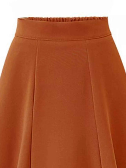 A-Line Midi Skirt with Elastic Waistband