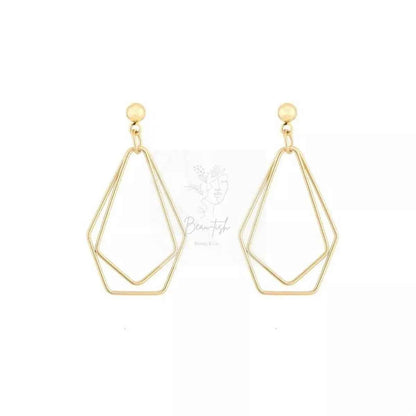 18K Gold-Plated Alloy Geometric Wire Drop Earrings