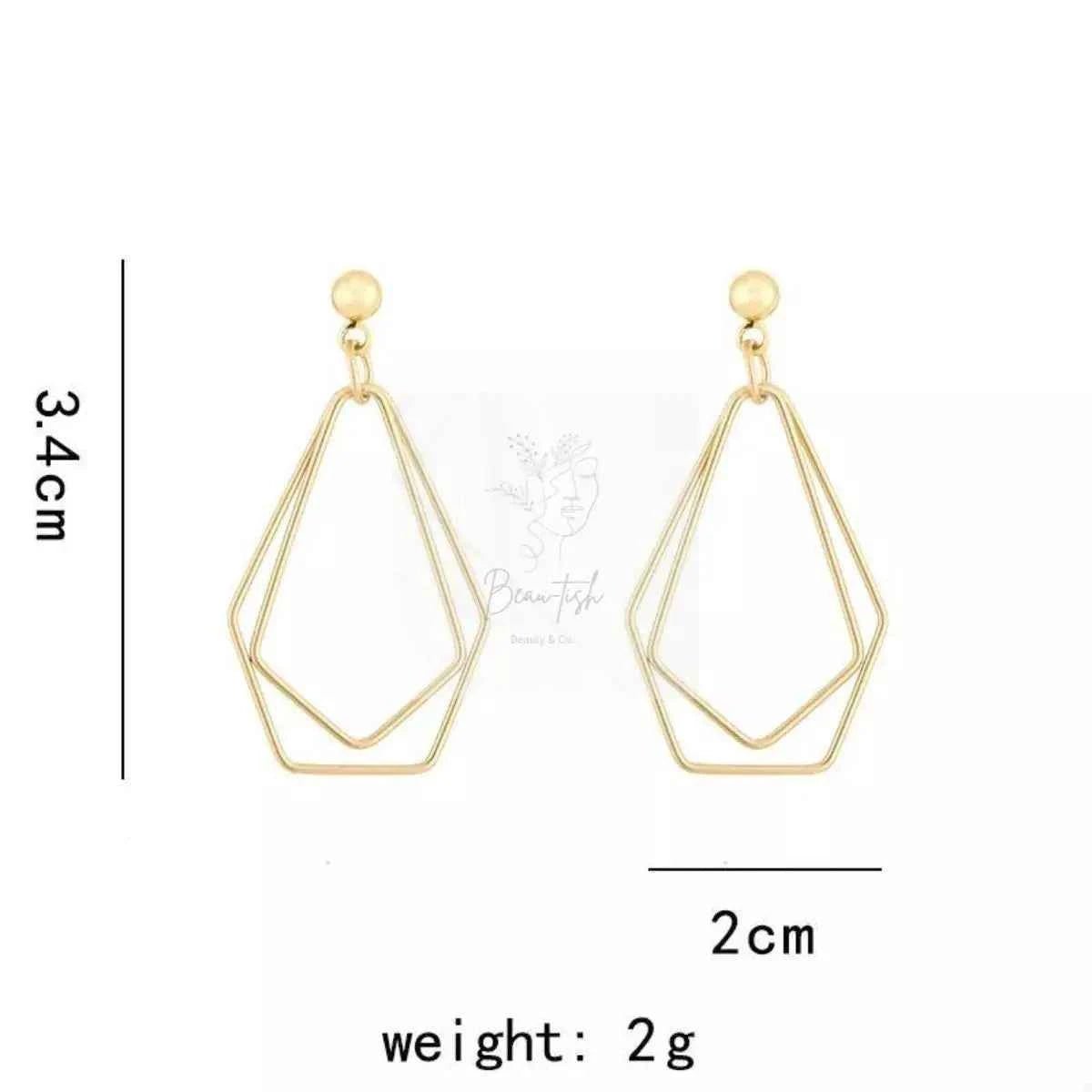 18K Gold-Plated Alloy Geometric Wire Drop Earrings