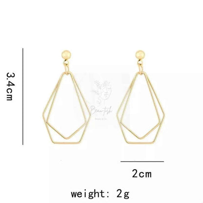 18K Gold-Plated Alloy Geometric Wire Drop Earrings