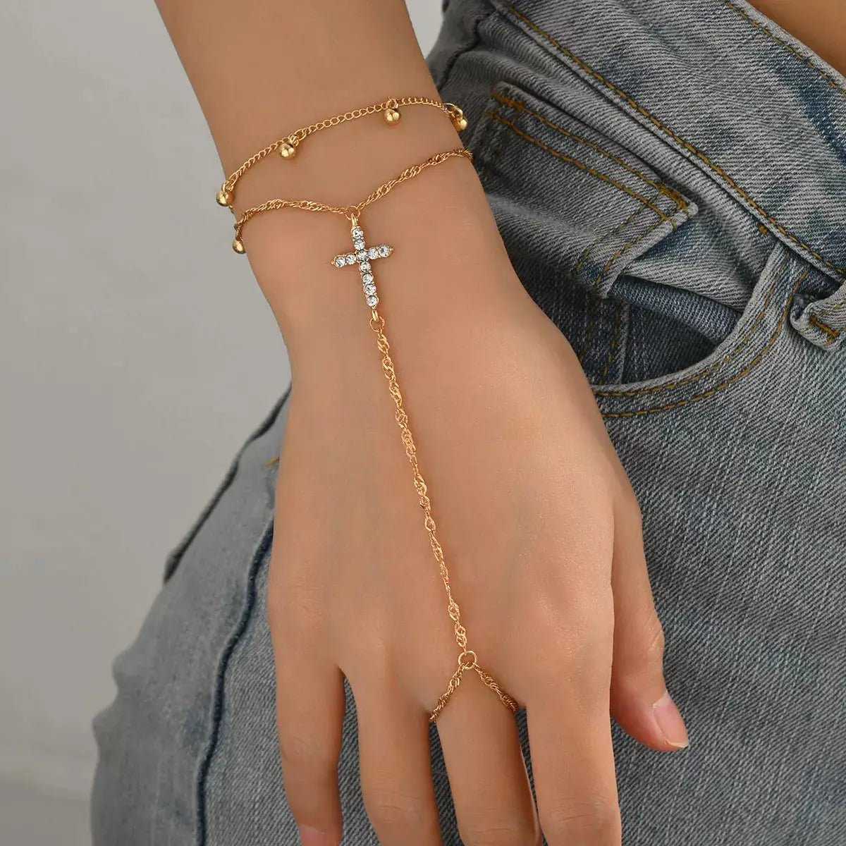18K Gold-Plated Chain Cross Bracelet