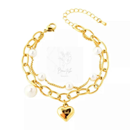 18K Gold-Plated Heart Charm Bracelet