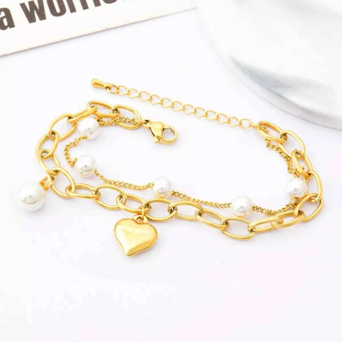 18K Gold-Plated Heart Charm Bracelet