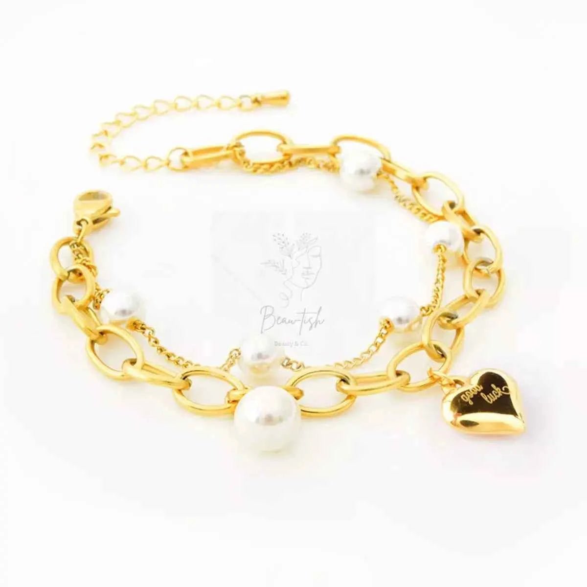 18K Gold-Plated Heart Charm Bracelet