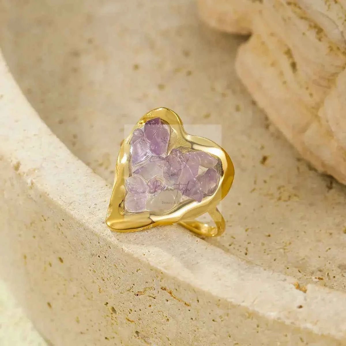 18K Gold-Plated Heart-Shaped Ring