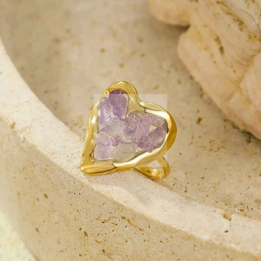 18K Gold - Plated Heart - Shaped Ring