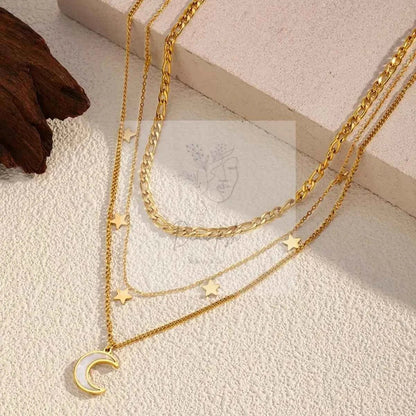 18K Gold-Plated Moon Three-Layered Necklace