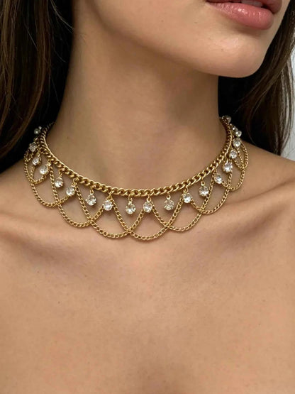 18K Gold-Plated Zircon Chain Necklace