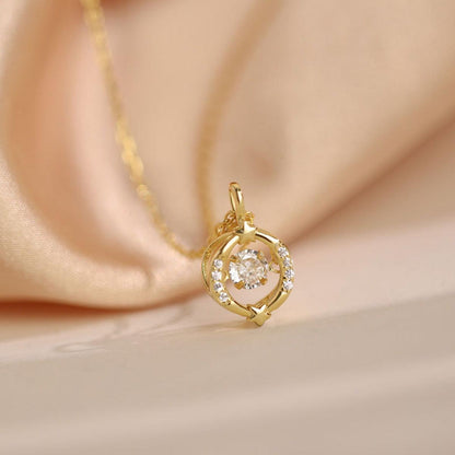 18K Gold-Plated Zircon Star Circle Pendant Necklace