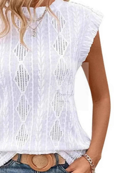Openwork Round Neck Top