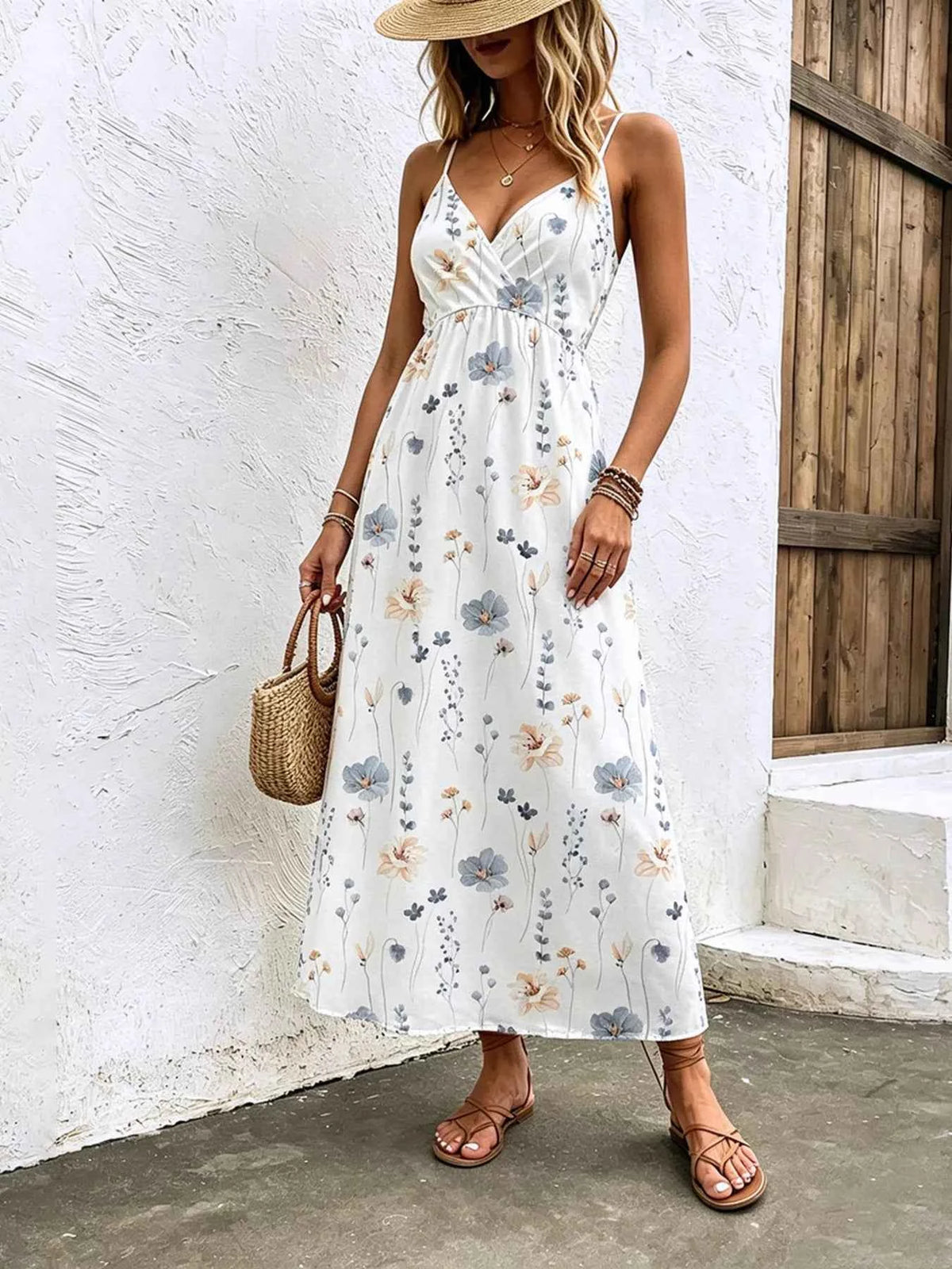 Floral Print Spaghetti Strap Midi Dress