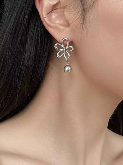 Flower Pearl Drop Earrings