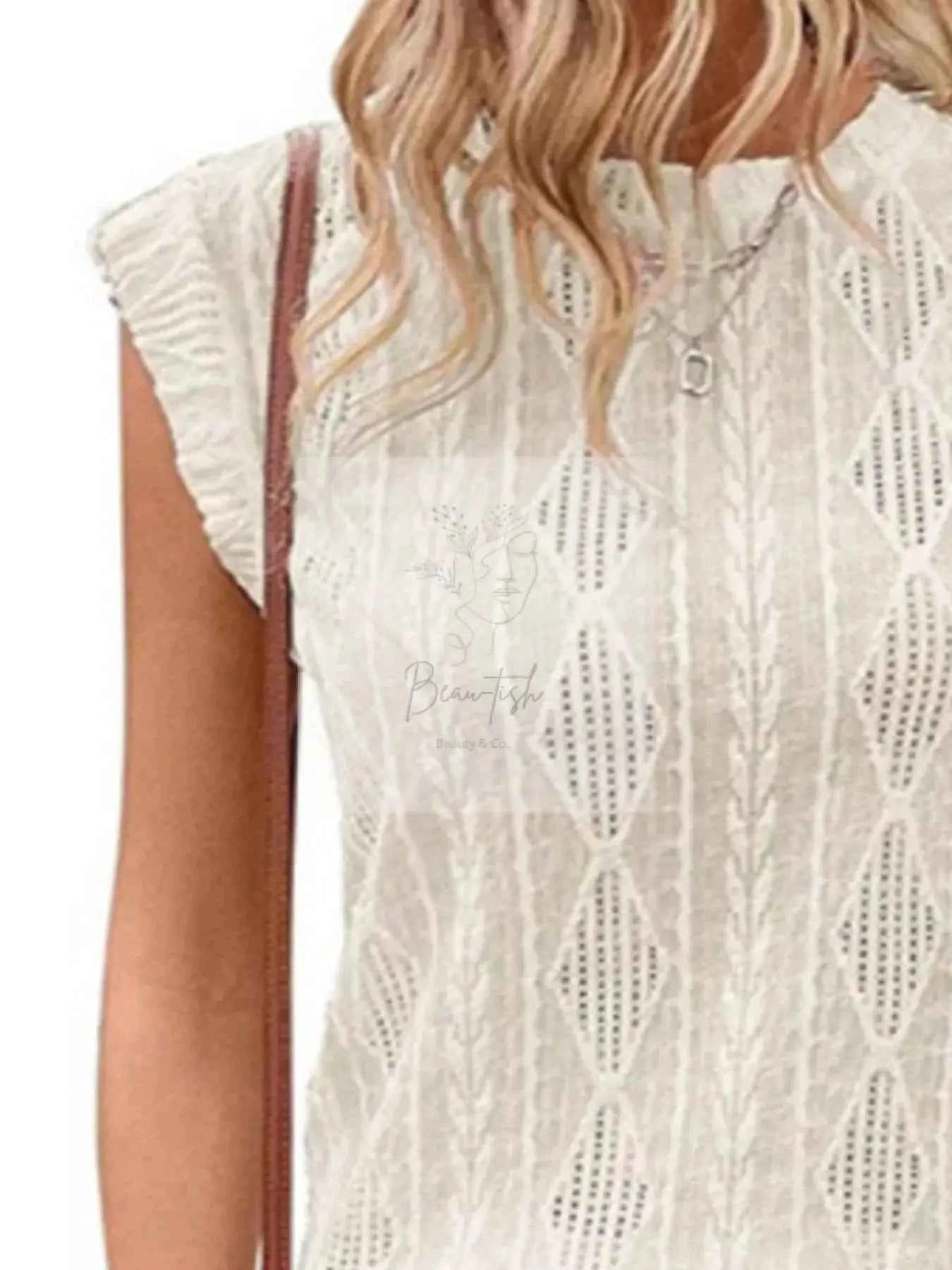 Openwork Round Neck Top