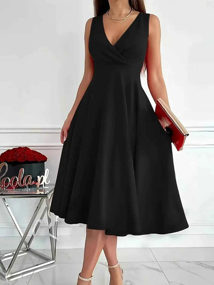 Sleeveless A-Line Midi Dress
