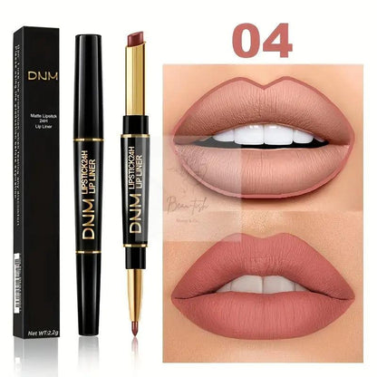 2-in-1 Lipstick & Lip Liner Pencil - Waterproof, Non-Stick, Long Lasting, for All Skin Types, Natural Look, Mixed Shade Range