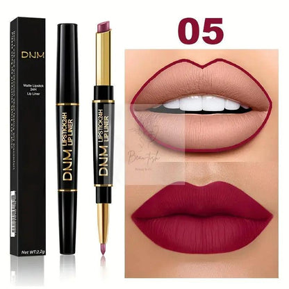 2-in-1 Lipstick & Lip Liner Pencil - Waterproof, Non-Stick, Long Lasting, for All Skin Types, Natural Look, Mixed Shade Range