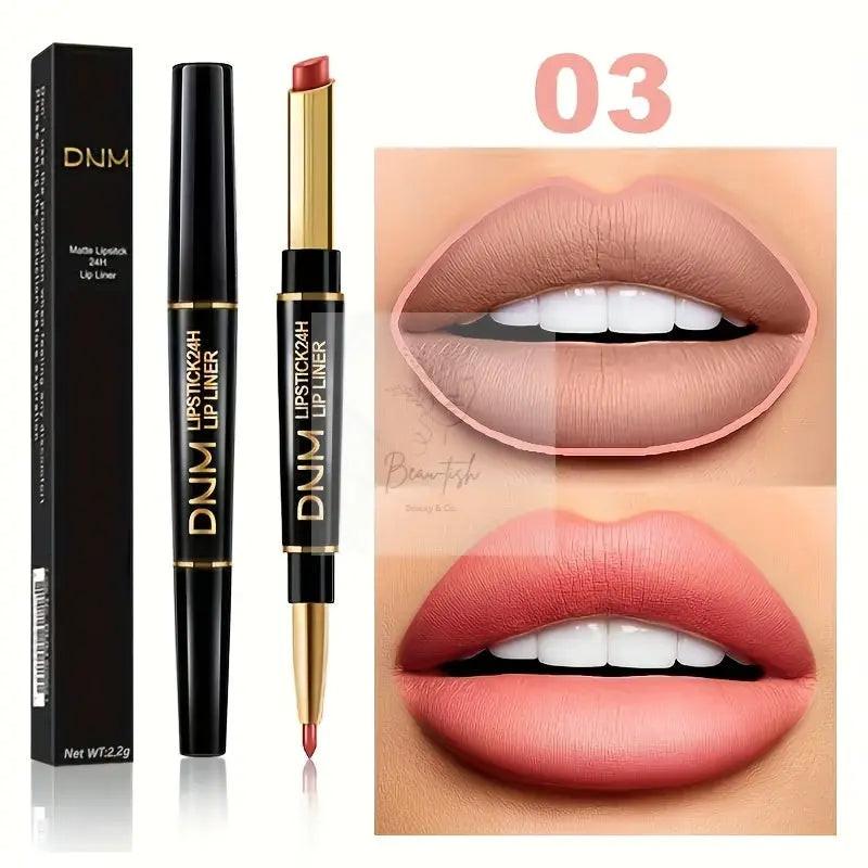 2-in-1 Lipstick & Lip Liner Pencil - Waterproof, Non-Stick, Long Lasting, for All Skin Types, Natural Look, Mixed Shade Range