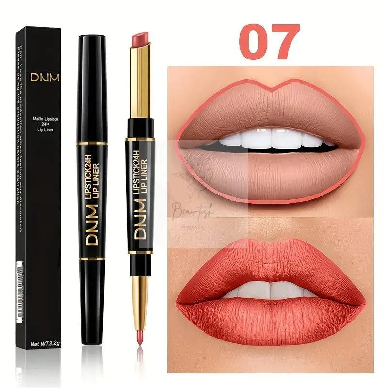 2-in-1 Lipstick & Lip Liner Pencil - Waterproof, Non-Stick, Long Lasting, for All Skin Types, Natural Look, Mixed Shade Range