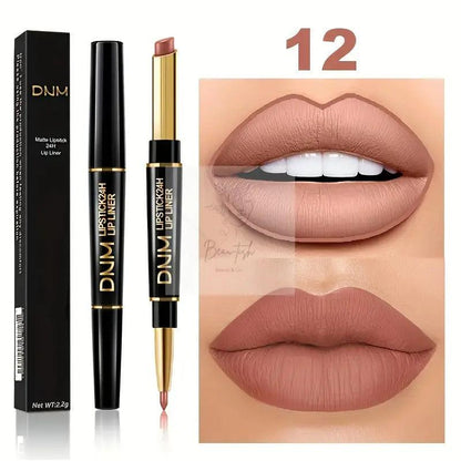 2-in-1 Lipstick & Lip Liner Pencil - Waterproof, Non-Stick, Long Lasting, for All Skin Types, Natural Look, Mixed Shade Range