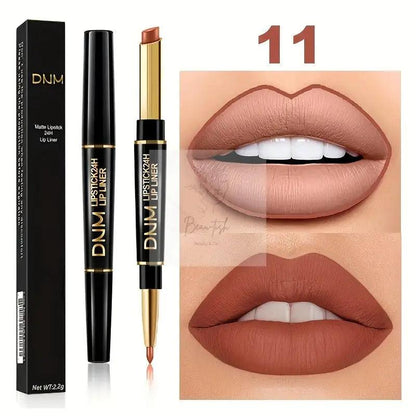 2-in-1 Lipstick & Lip Liner Pencil - Waterproof, Non-Stick, Long Lasting, for All Skin Types, Natural Look, Mixed Shade Range