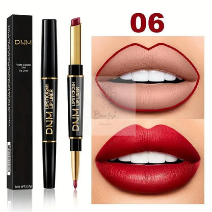 2-in-1 Lipstick & Lip Liner Pencil - Waterproof, Non-Stick, Long Lasting, for All Skin Types, Natural Look, Mixed Shade Range