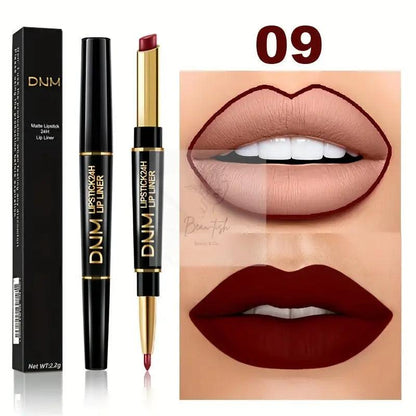 2-in-1 Lipstick & Lip Liner Pencil - Waterproof, Non-Stick, Long Lasting, for All Skin Types, Natural Look, Mixed Shade Range