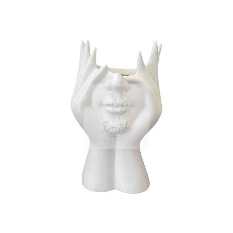 2 Pcs White Elegant Hand - Shaped Brush Holder