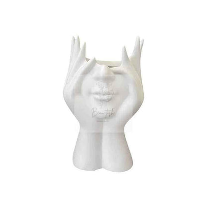 2 Pcs White Elegant Hand - Shaped Brush Holder