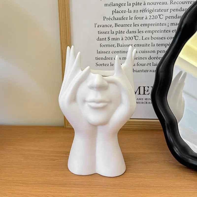2 Pcs White Elegant Hand - Shaped Brush Holder