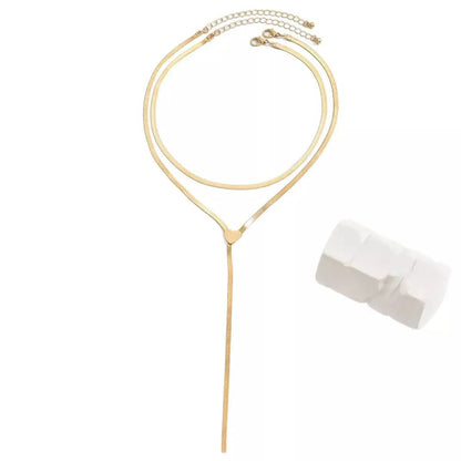 2 Piece 18K Gold-Plated Heart Necklace