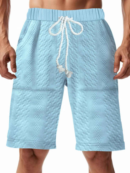 Men's Full Size Texture Drawstring Shorts Plus Size