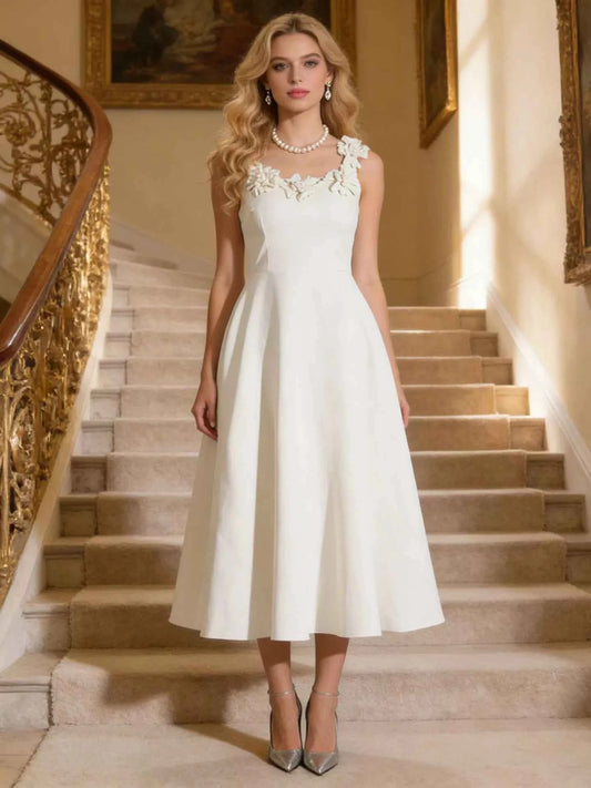 Floral Embellished Sleeveless Midi Dress