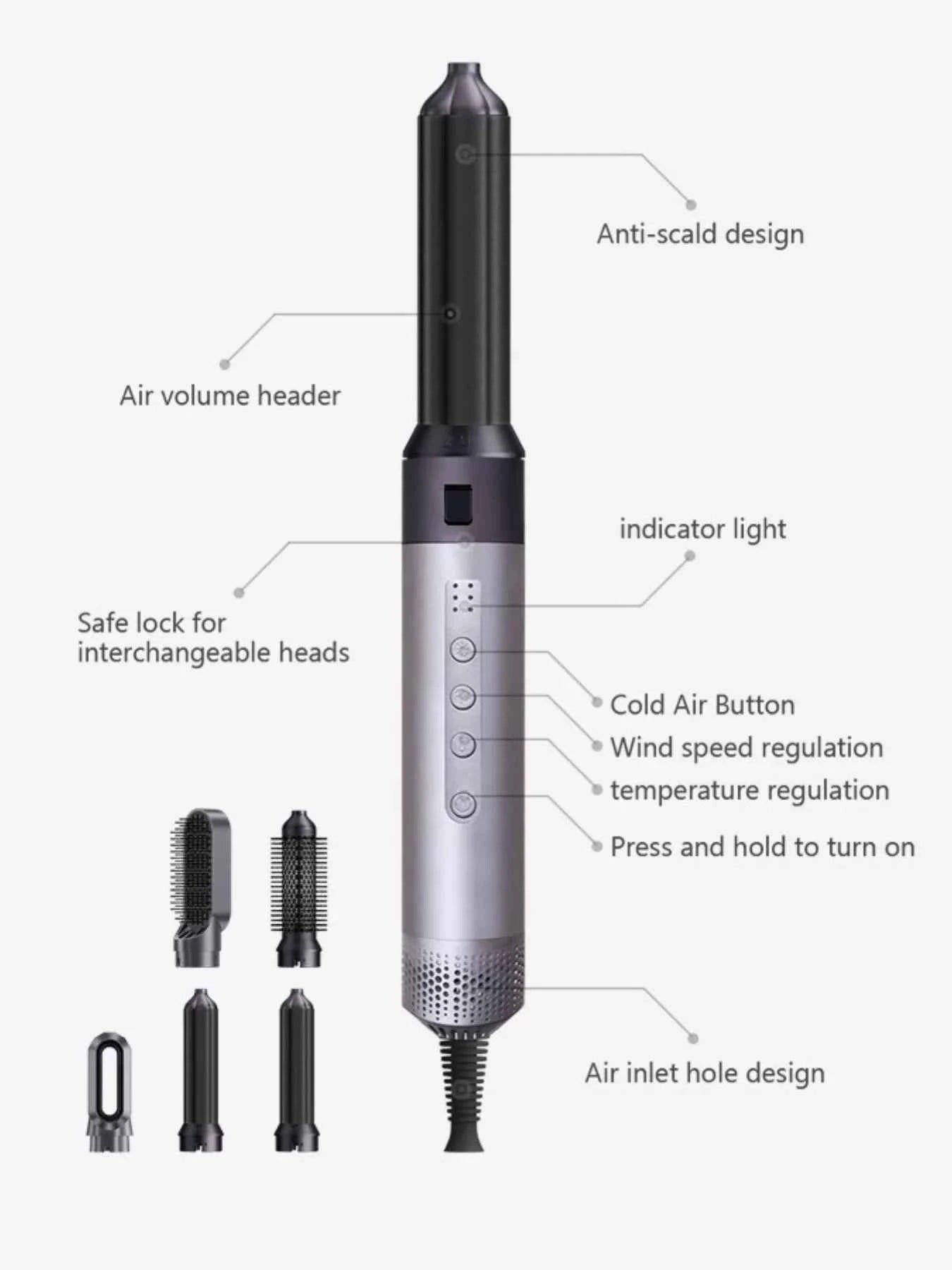 6-in-1 Interchangeable Head Curling Iron