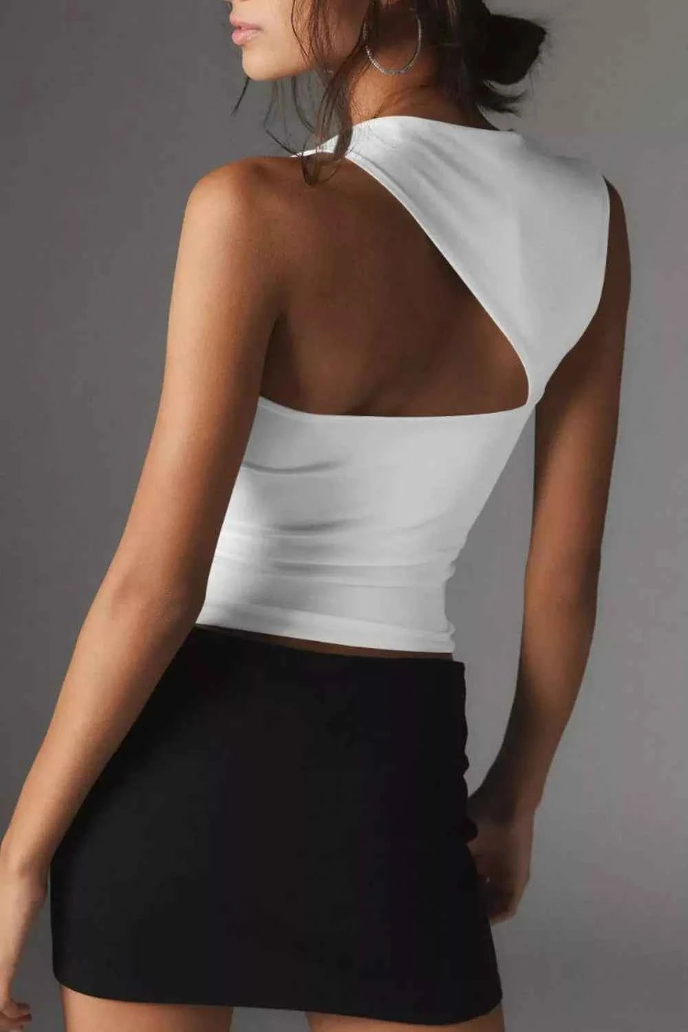 Asymmetrical Neckline Sleeveless Tank