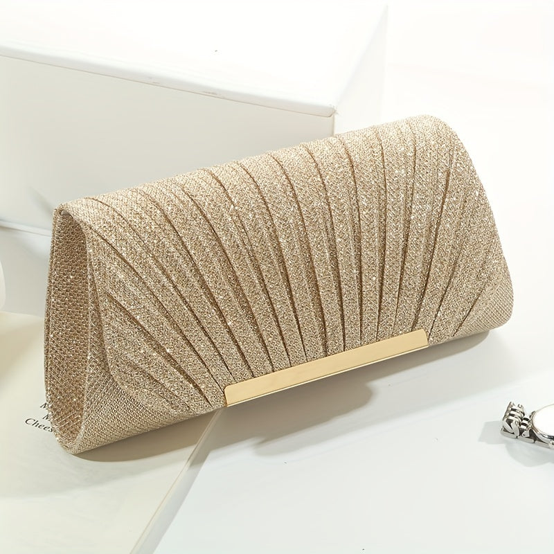 Sparkling Pleated Envelope Clutch
