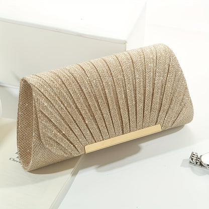 Sparkling Pleated Envelope Clutch