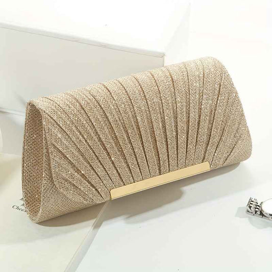 Sparkling Pleated Envelope Clutch