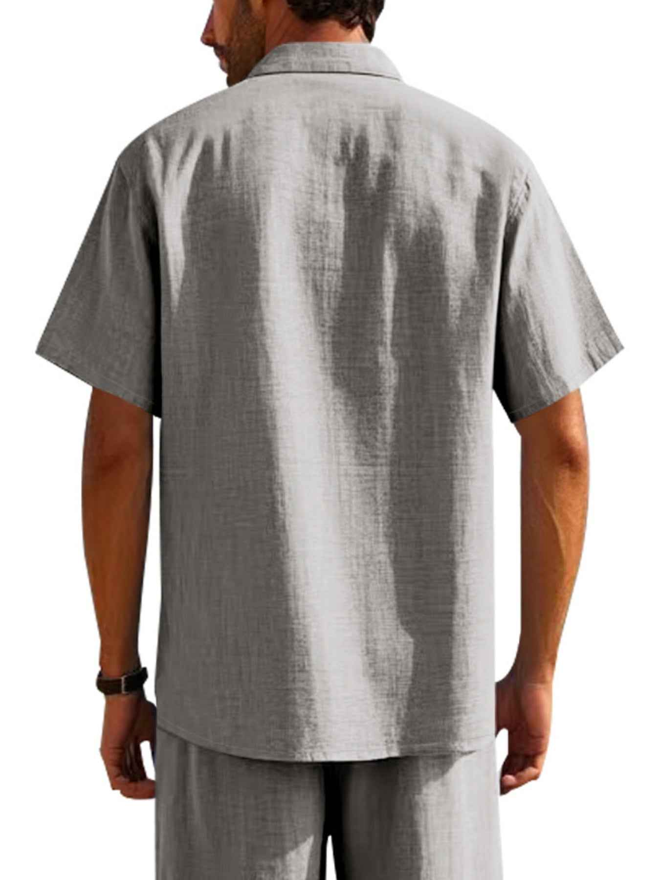 Men's Full Size Short Sleeve Shirt with Pockets Plus Size